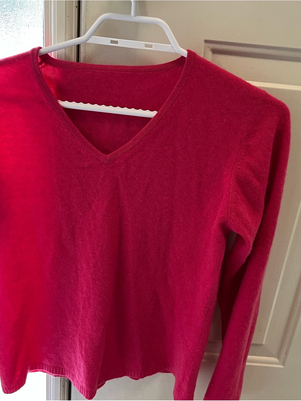 V-Neck Lightweight Knit Sweater in Bright Pink